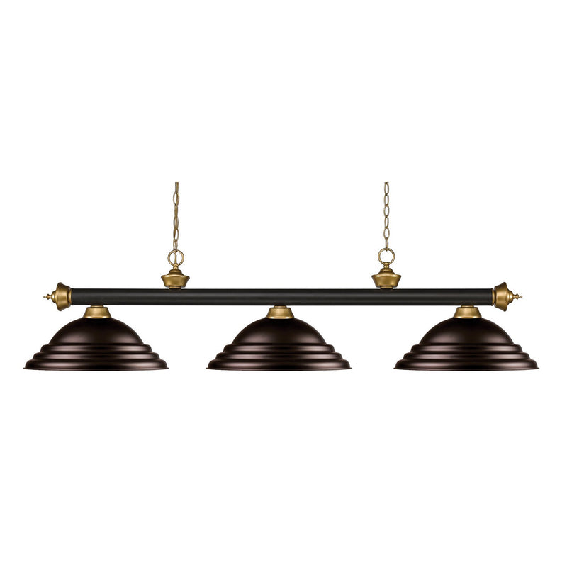 Z-Lite - 200-3BRZ+SG-SBRZ - Three Light Billiard - Riviera - Bronze + Satin Gold