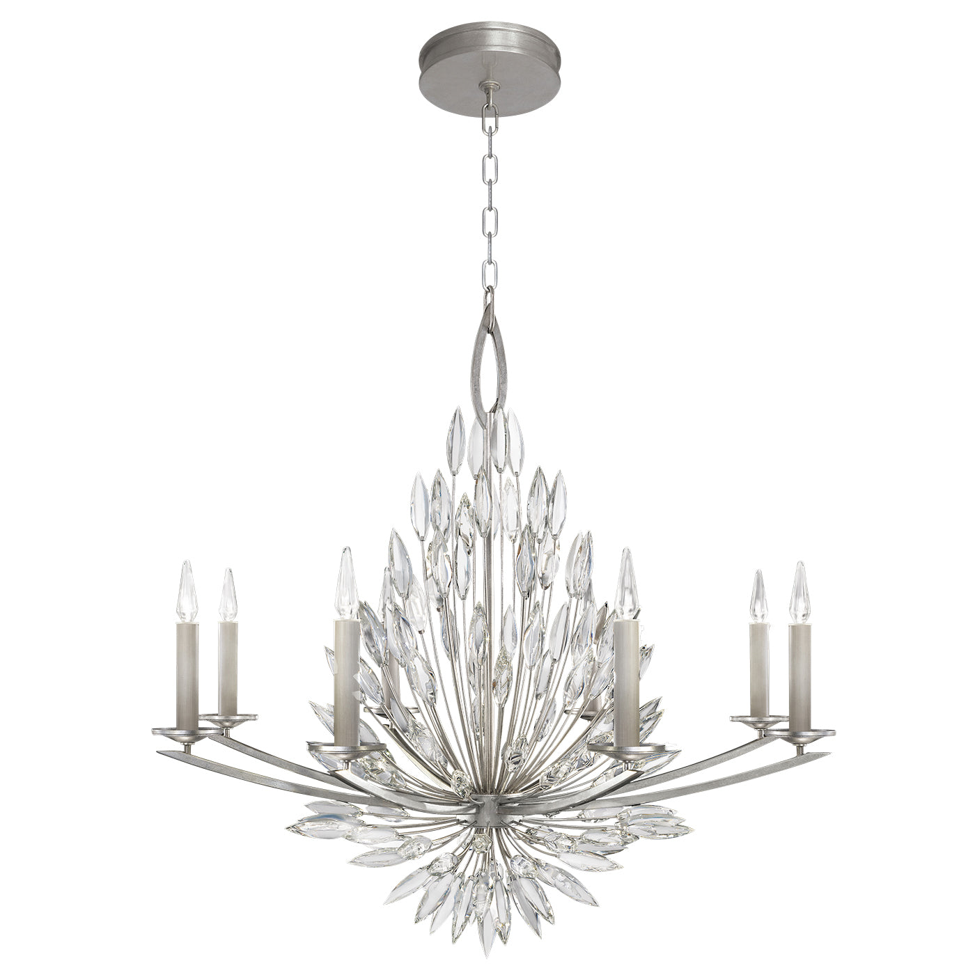 Fine Art Handcrafted Lighting - 881240ST - Eight Light Chandelier - Lily Buds - Silver