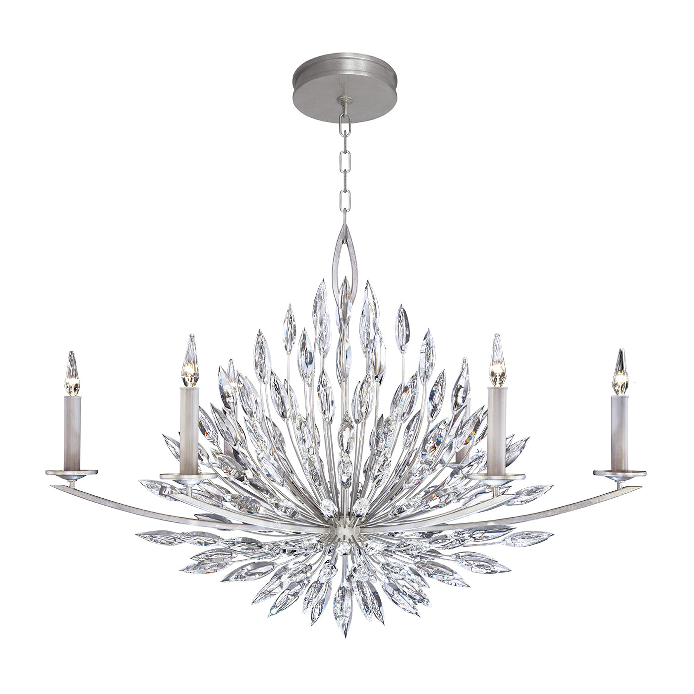 Fine Art Handcrafted Lighting - 883240ST - Six Light Chandelier - Lily Buds - Silver