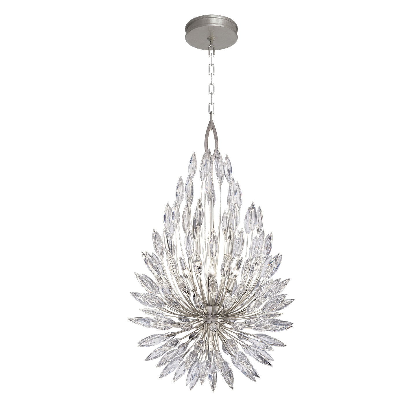 Fine Art Handcrafted Lighting - 883840ST - Seven Light Pendant - Lily Buds - Silver