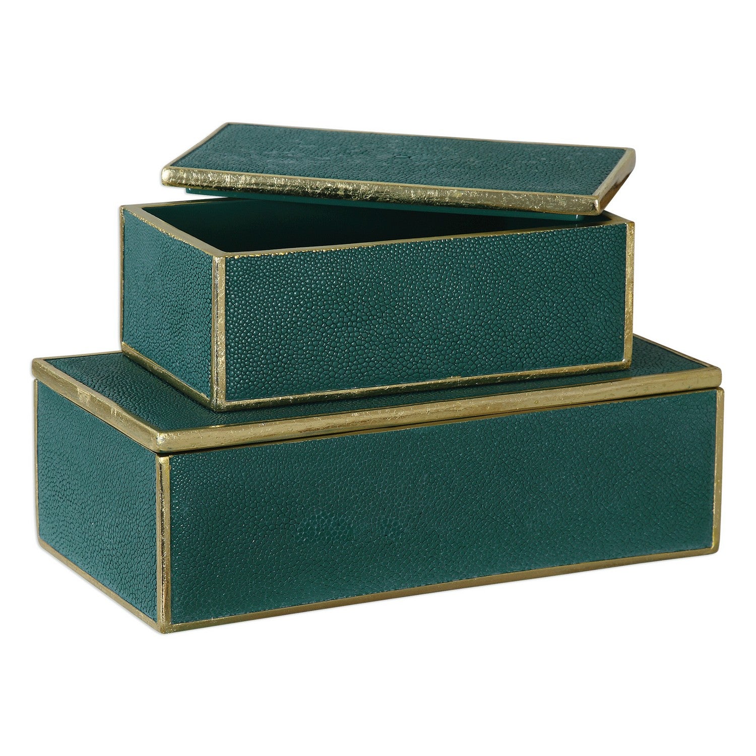 Uttermost - 18723 - Boxes S/2 - Karis - Green w/Bright Gold Leaf