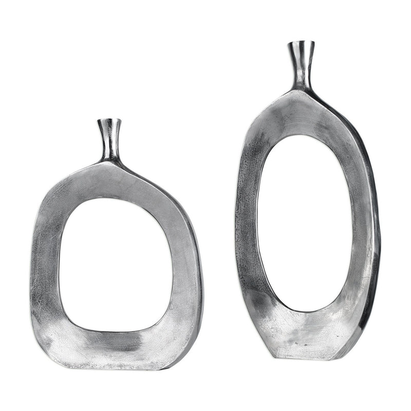 Uttermost - 20187 - Vases, S/2 - Cierra - Textured Nickel