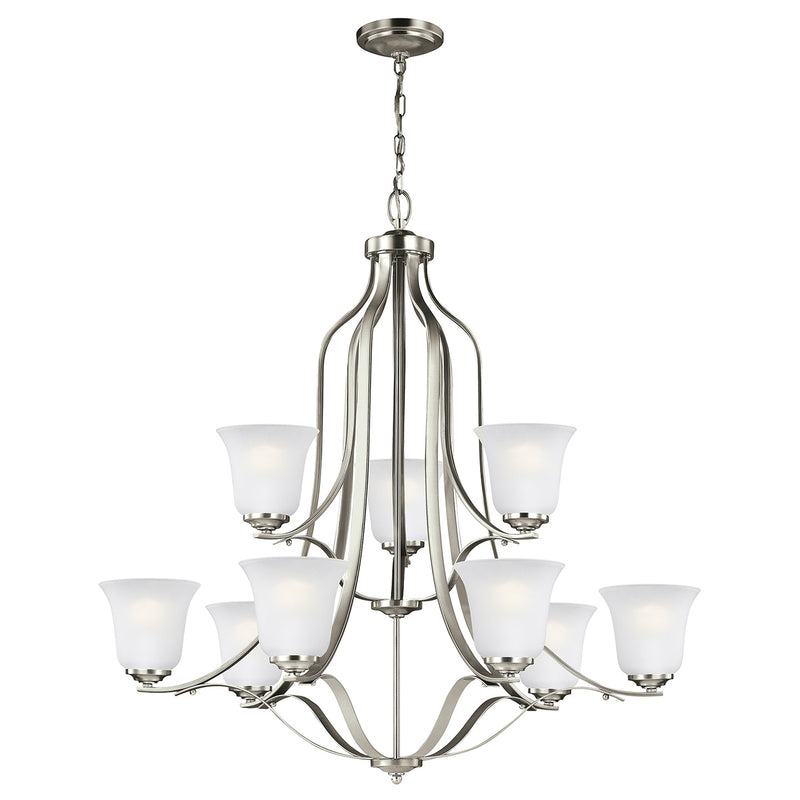 Generation Lighting - 3139009-962 - Nine Light Chandelier - Emmons - Brushed Nickel