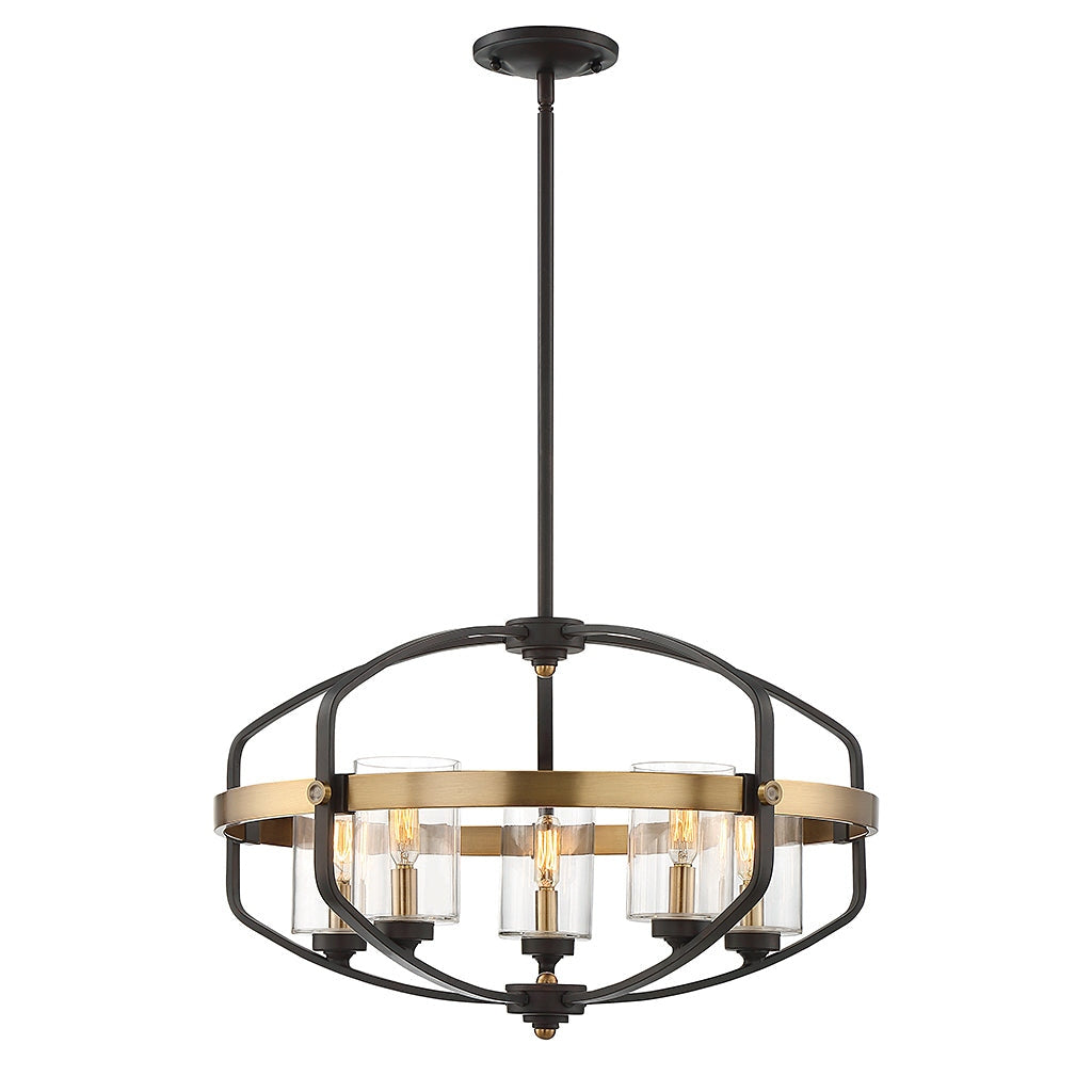 Savoy House - 7-8041-5-79 - Five Light Pendant - Kirkland - English Bronze and Warm Brass