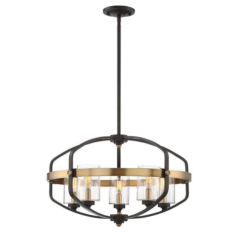 Savoy House - 7-8041-5-79 - Five Light Pendant - Kirkland - English Bronze and Warm Brass