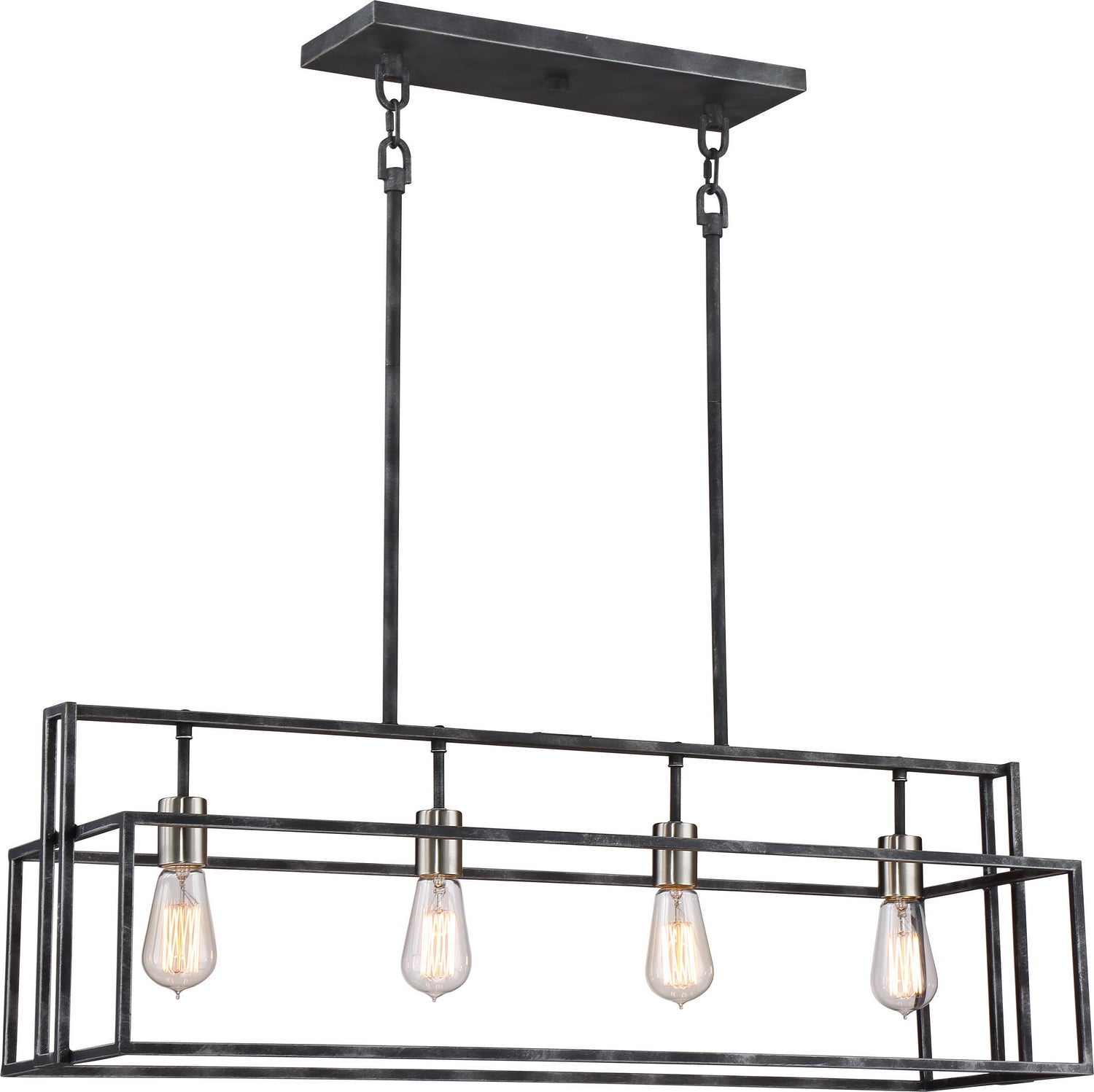 Nuvo Lighting - 60-5859 - Four Light Island Pendant - Lake - Iron Black / Brushed Nickel