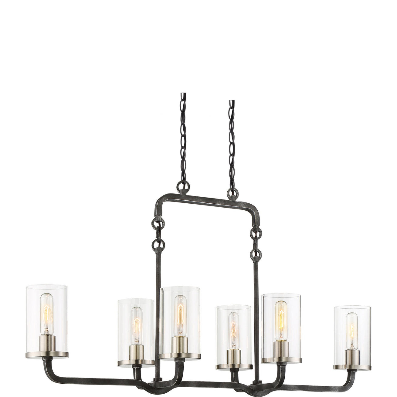 Nuvo Lighting - 60-6124 - Six Light Island Pendant - Sherwood - Iron Black / Brushed Nickel