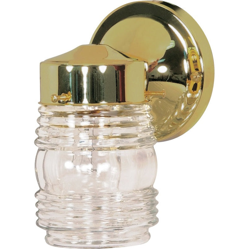 Nuvo Lighting - SF77-996 - One Light Outdoor Wall Lantern - Polished Brass / Clear Ribbed