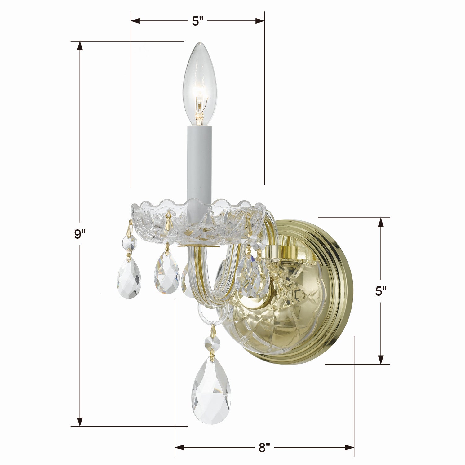 Crystorama - 1031-PB-CL-SAQ - One Light Wall Sconce - Traditional Crystal - Polished Brass