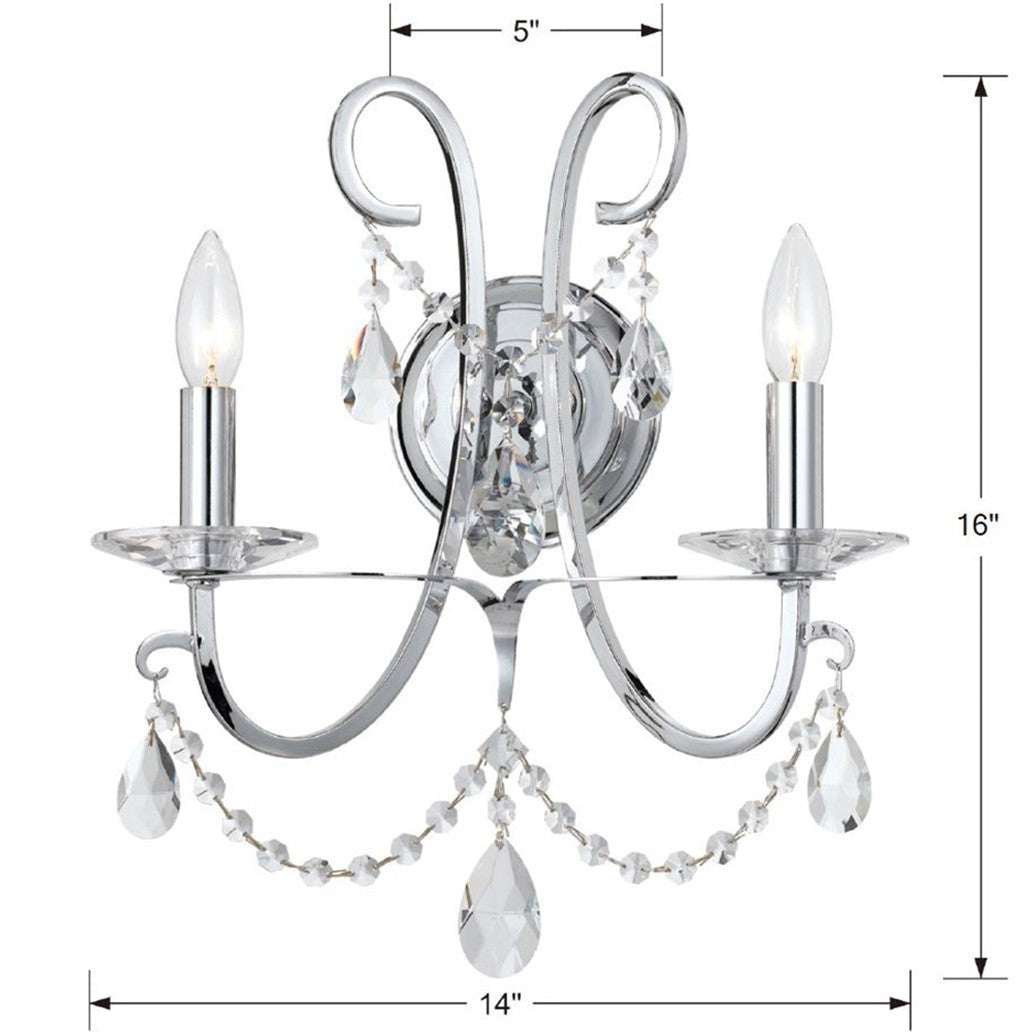 Crystorama - 6822-CH-CL-MWP - Two Light Wall Sconce - Othello - Polished Chrome
