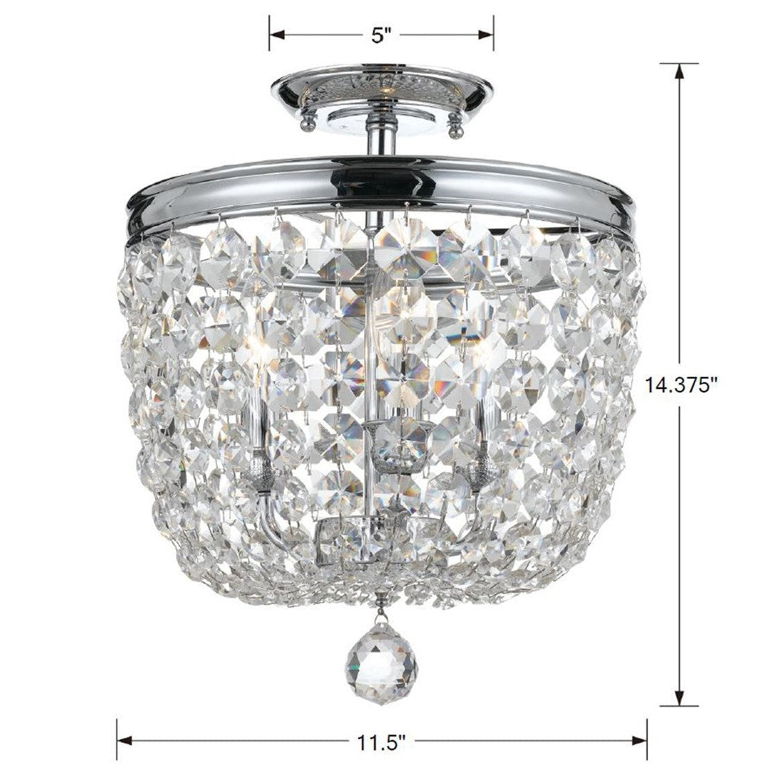 Crystorama - 783-CH-CL-SAQ - Three Light Semi Flush Mount - Archer - Polished Chrome