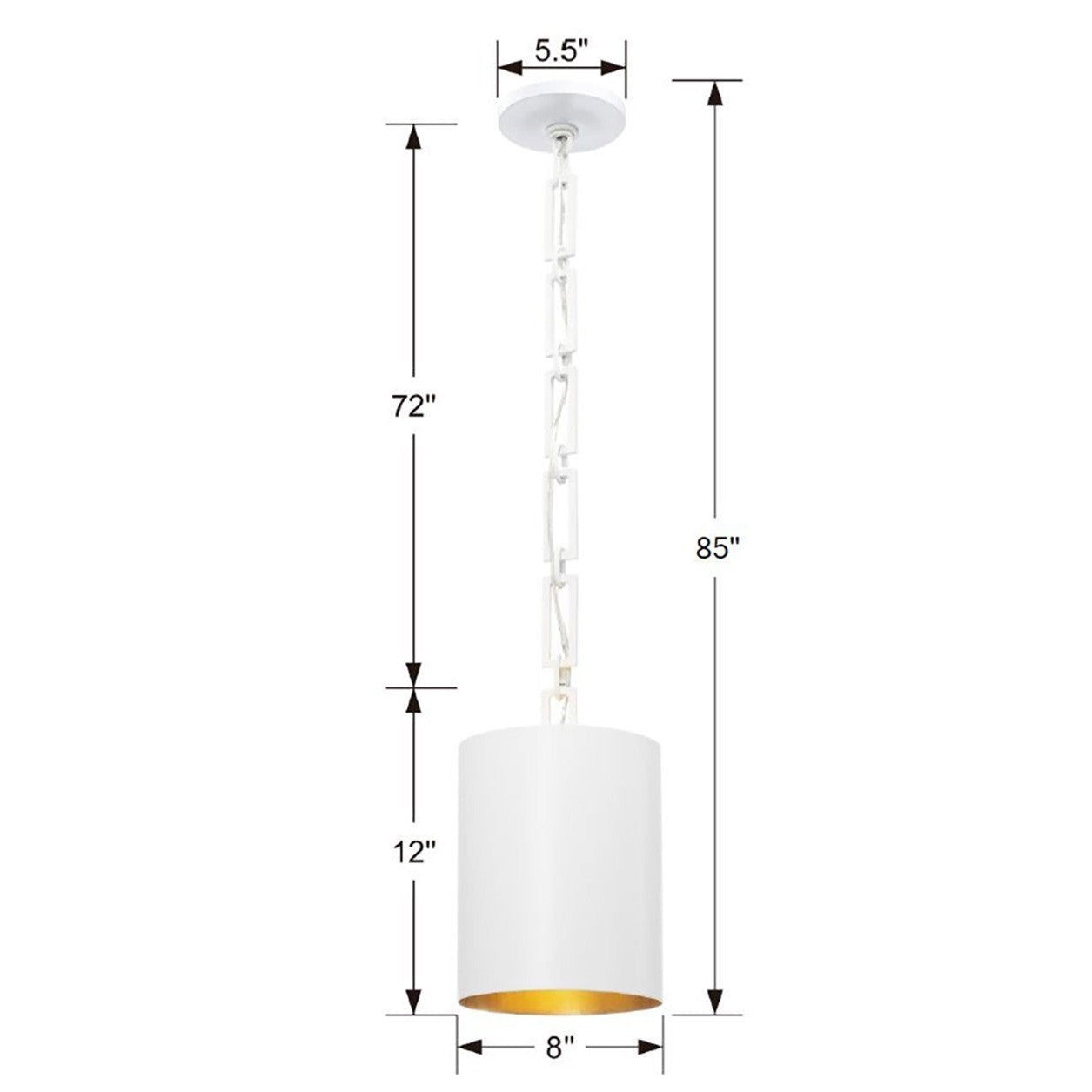 Crystorama - 8680-MT-GA - One Light Mini Chandelier - Alston - Matte White + Antique Gold