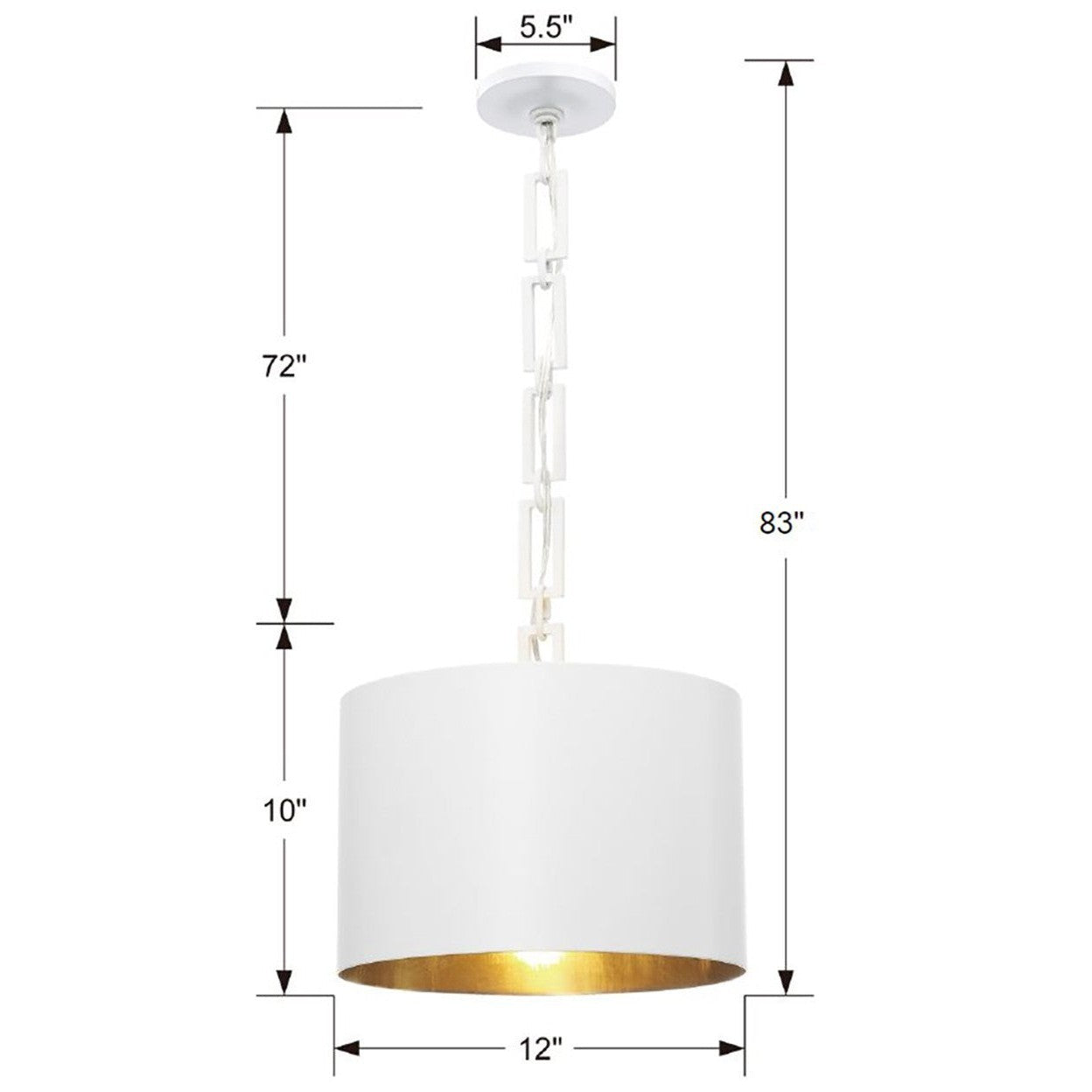 Crystorama - 8683-MT-GA - One Light Chandelier - Alston - Matte White + Antique Gold