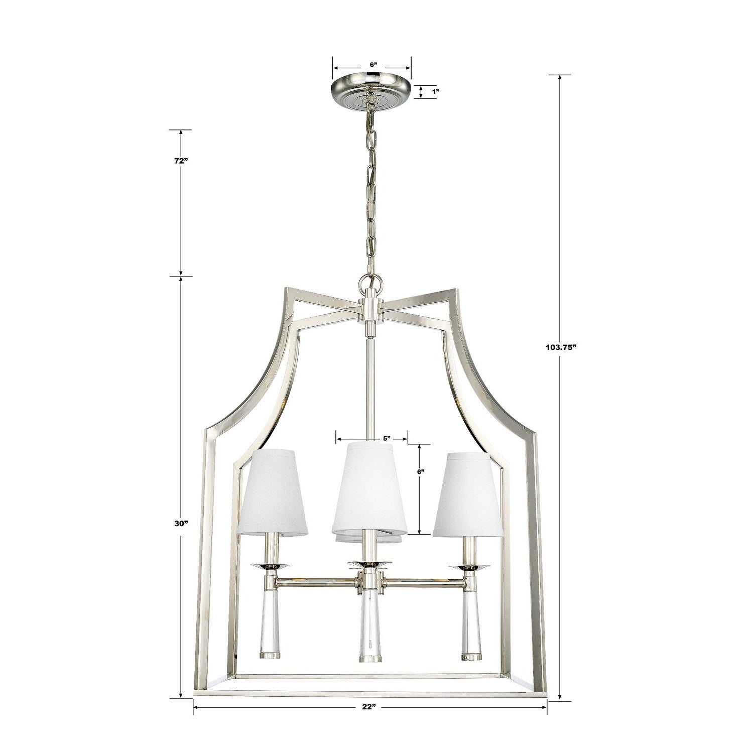 Crystorama - 8864-PN - Four Light Chandelier - Baxter - Polished Nickel