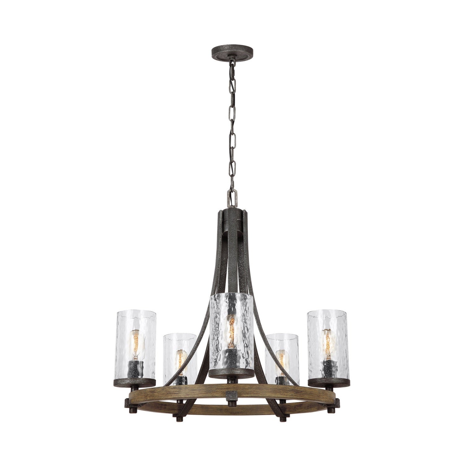 Visual Comfort Studio - F3133/5DWK/SGM - Five Light Chandelier - Angelo - Distressed Weathered Oak / Slate Grey Metal