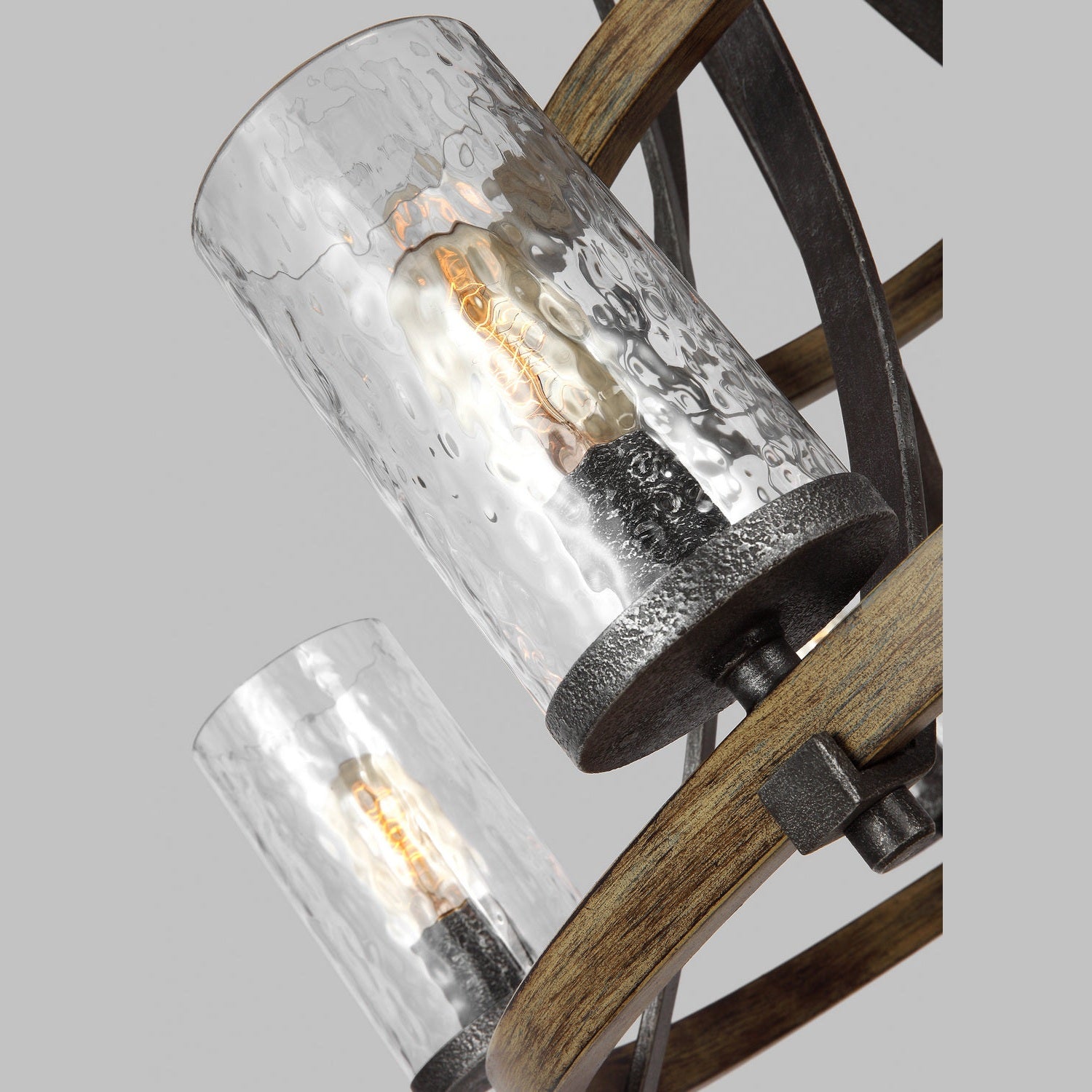 Visual Comfort Studio - F3135/9DWK/SGM - Nine Light Chandelier - Angelo - Distressed Weathered Oak / Slate Grey Metal