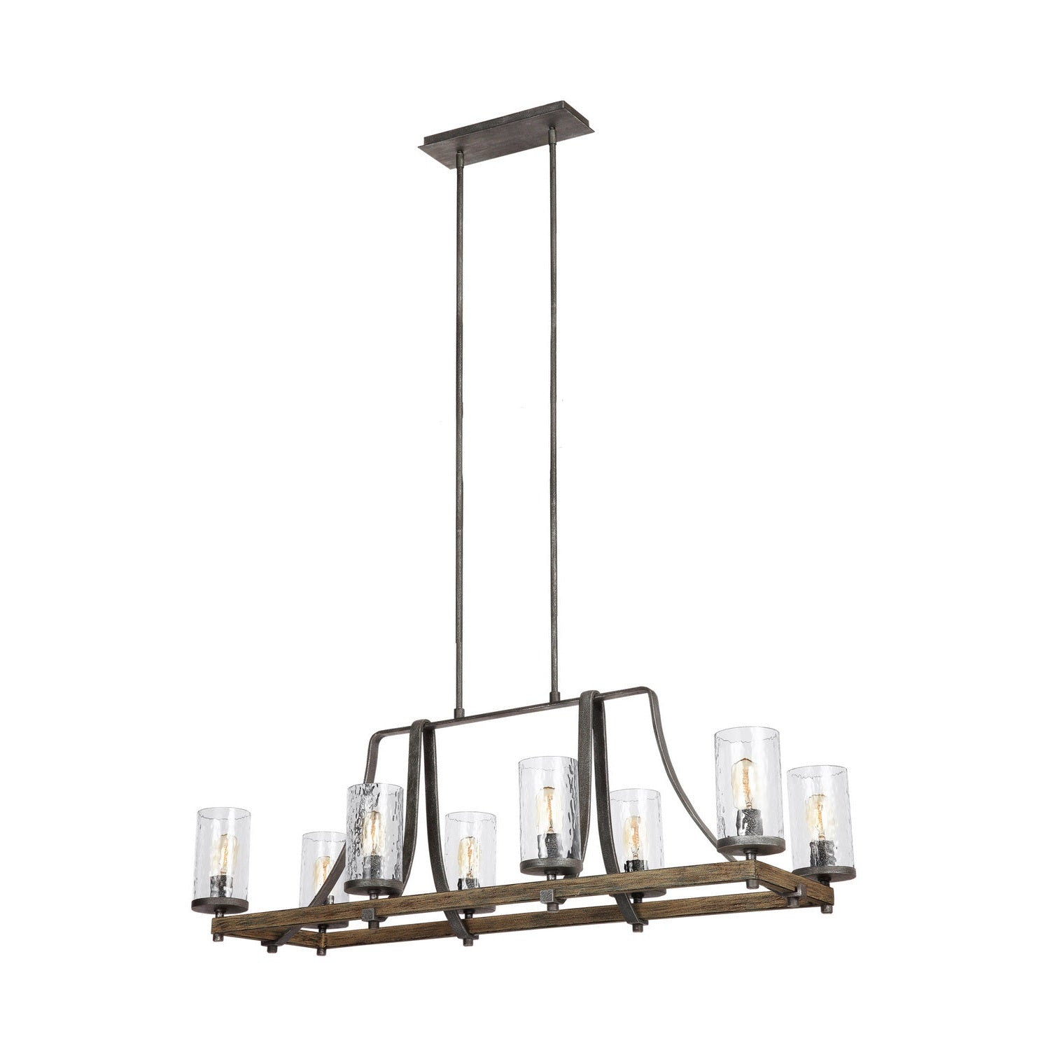 Visual Comfort Studio - F3136/8DWK/SGM - Eight Light Island Chandelier - Angelo - Distressed Weathered Oak / Slate Grey Metal