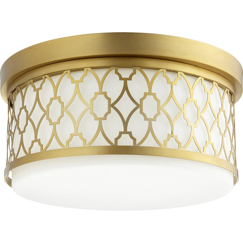 Quorum - 344-14-80 - Three Light Ceiling Mount - 344 Geometric Ceiling Mounts - Aged Brass