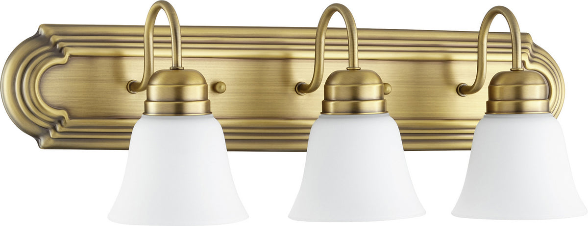 Quorum - 5094-3-80 - Three Light Vanity - Aged Brass w/ Satin Opal