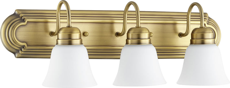 Quorum - 5094-3-80 - Three Light Vanity - Aged Brass w/ Satin Opal