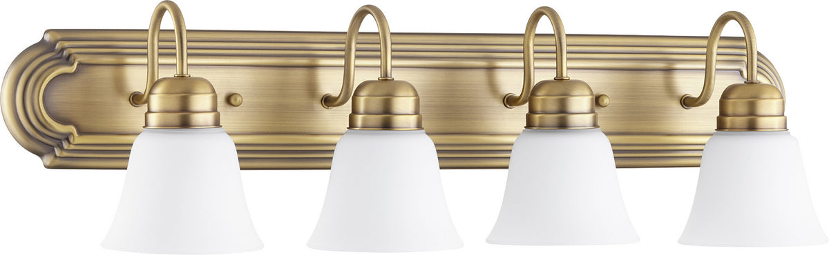 Quorum - 5094-4-80 - Four Light Vanity - Aged Brass w/ Satin Opal