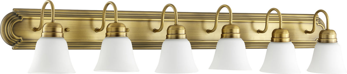 Quorum - 5094-6-80 - Six Light Vanity - Aged Brass w/ Satin Opal