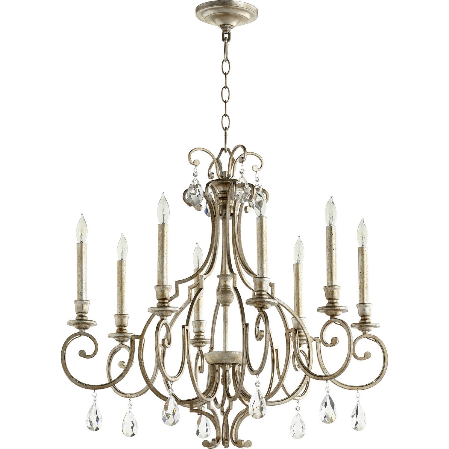 Quorum - 6014-8-60 - Eight Light Chandelier - Ansley - Aged Silver Leaf