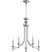 Quorum - 6022-5-65 - Five Light Chandelier - Rossington - Satin Nickel