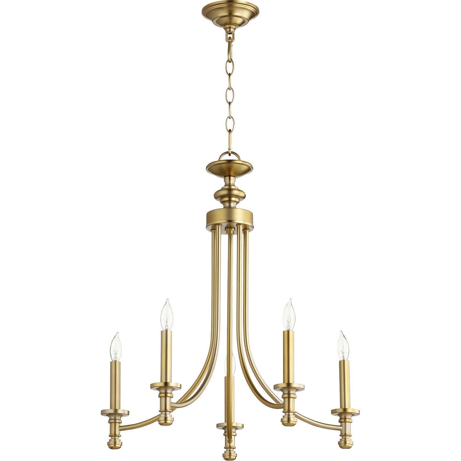 Quorum - 6022-5-80 - Five Light Chandelier - Rossington - Aged Brass