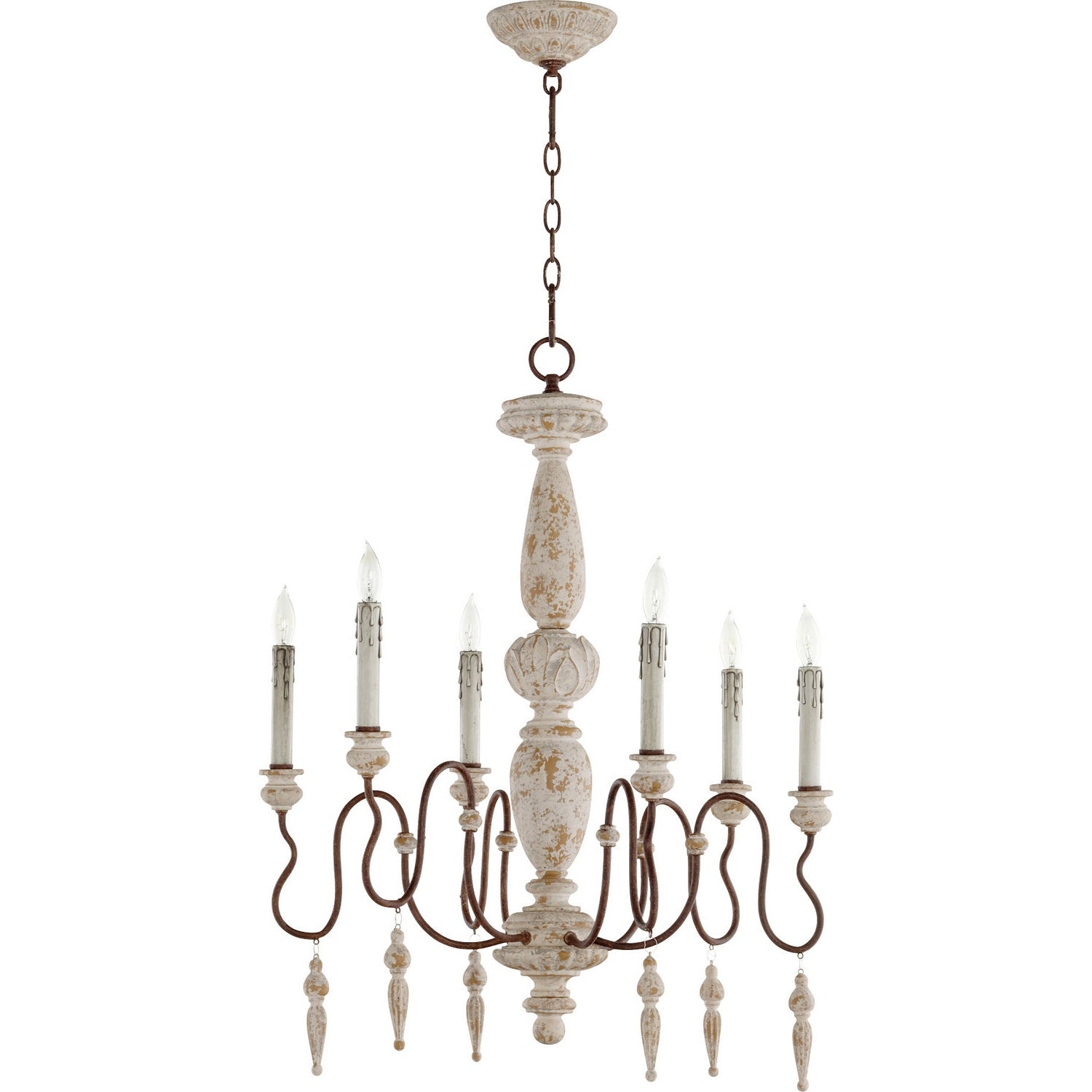 Quorum - 6052-6-156 - Six Light Chandelier - La Maison - Manchester Grey w/ Rust Accents
