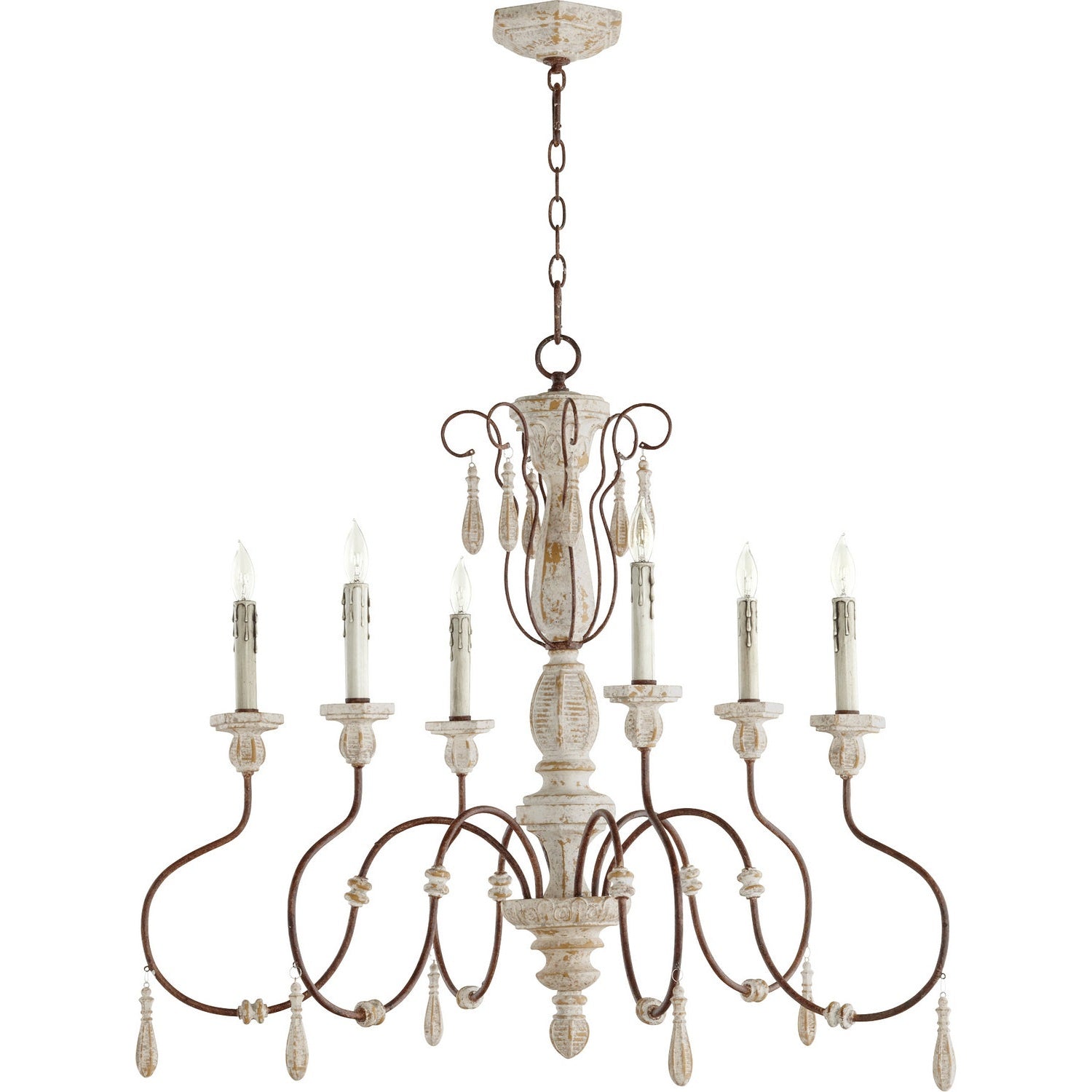 Quorum - 6152-6-156 - Six Light Chandelier - La Maison - Manchester Grey w/ Rust Accents