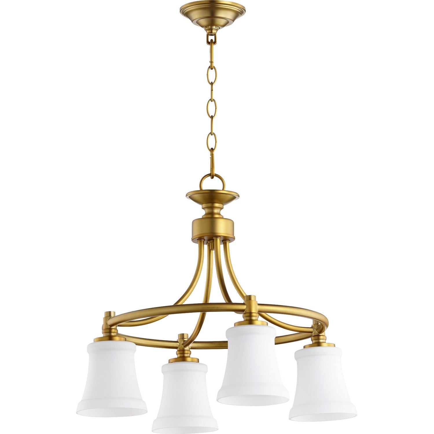 Quorum - 6422-4-80 - Four Light Chandelier - Rossington - Aged Brass