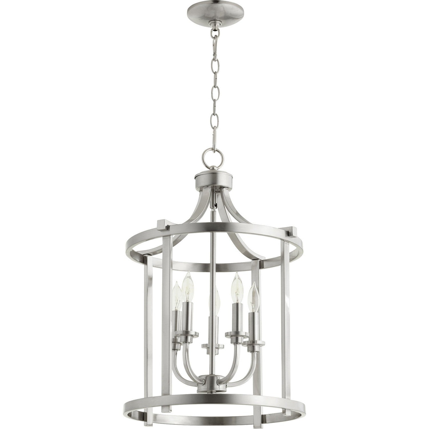 Quorum - 6807-5-65 - Five Light Entry Pendant - Lancaster - Satin Nickel