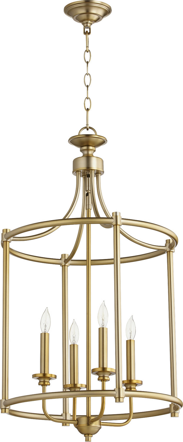 Quorum - 6822-4-80 - Four Light Entry Pendant - Rossington - Aged Brass