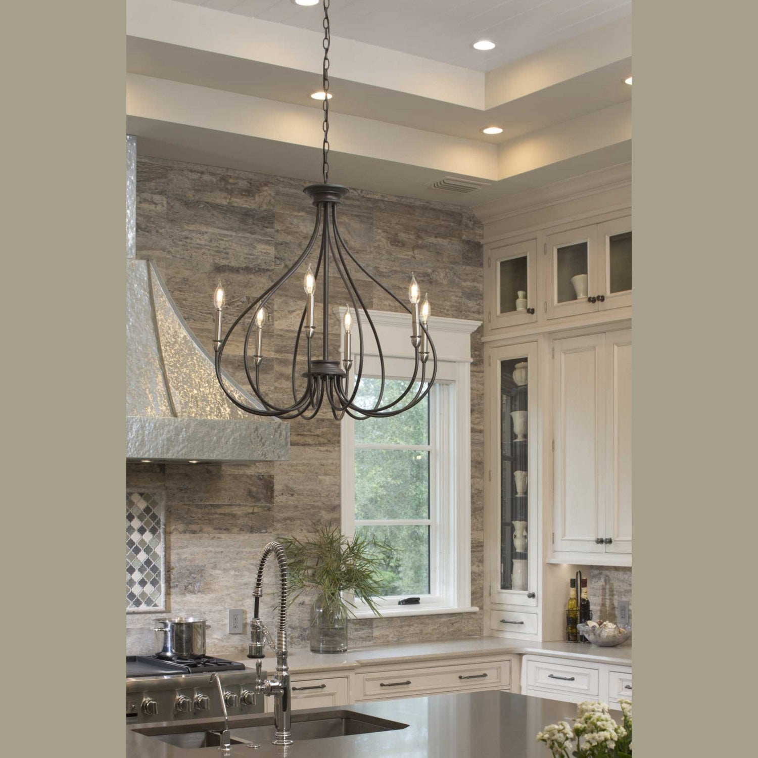 Progress Lighting - P400030-143 - Six Light Chandelier - Whisp - Graphite
