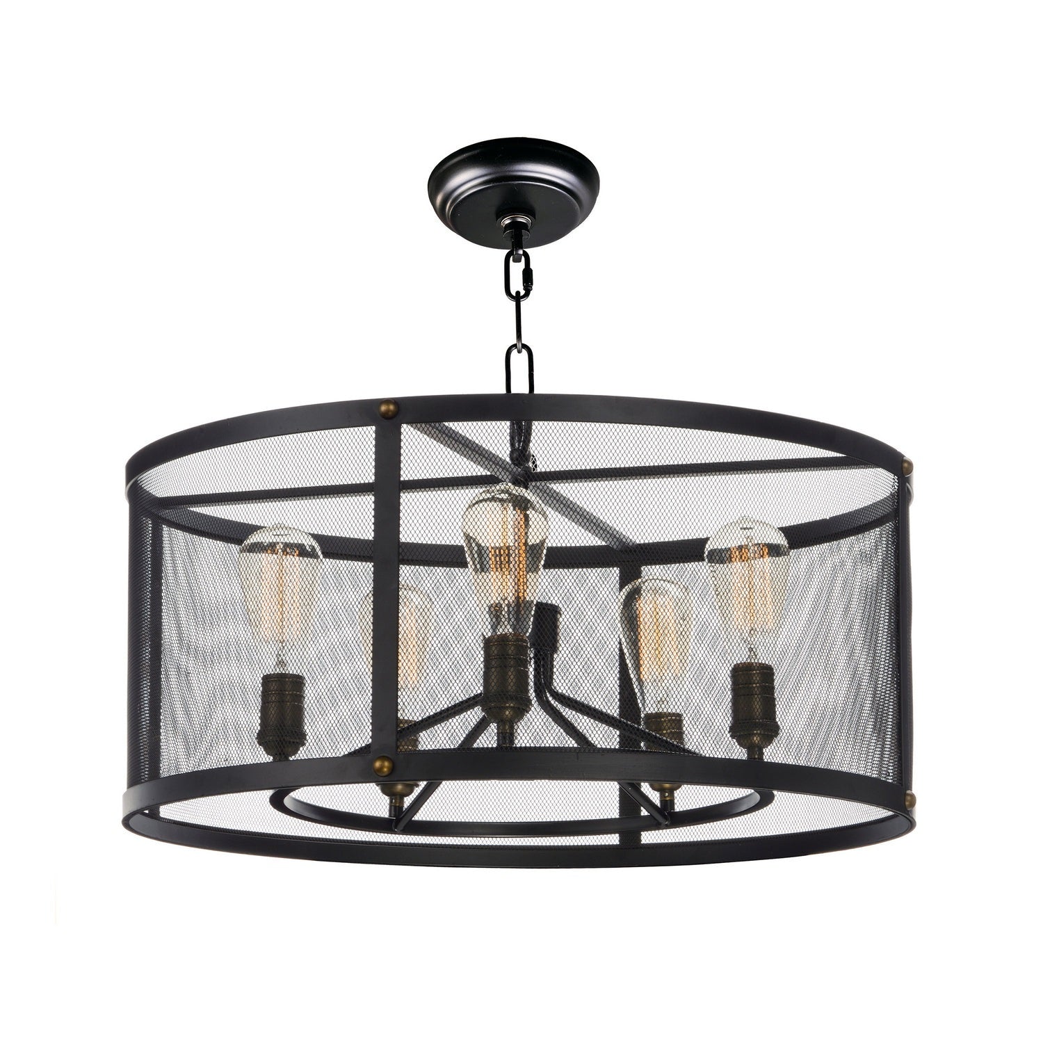 Maxim - 20115BKNAB - Five Light Chandelier - Palladium - Black / Natural Aged Brass