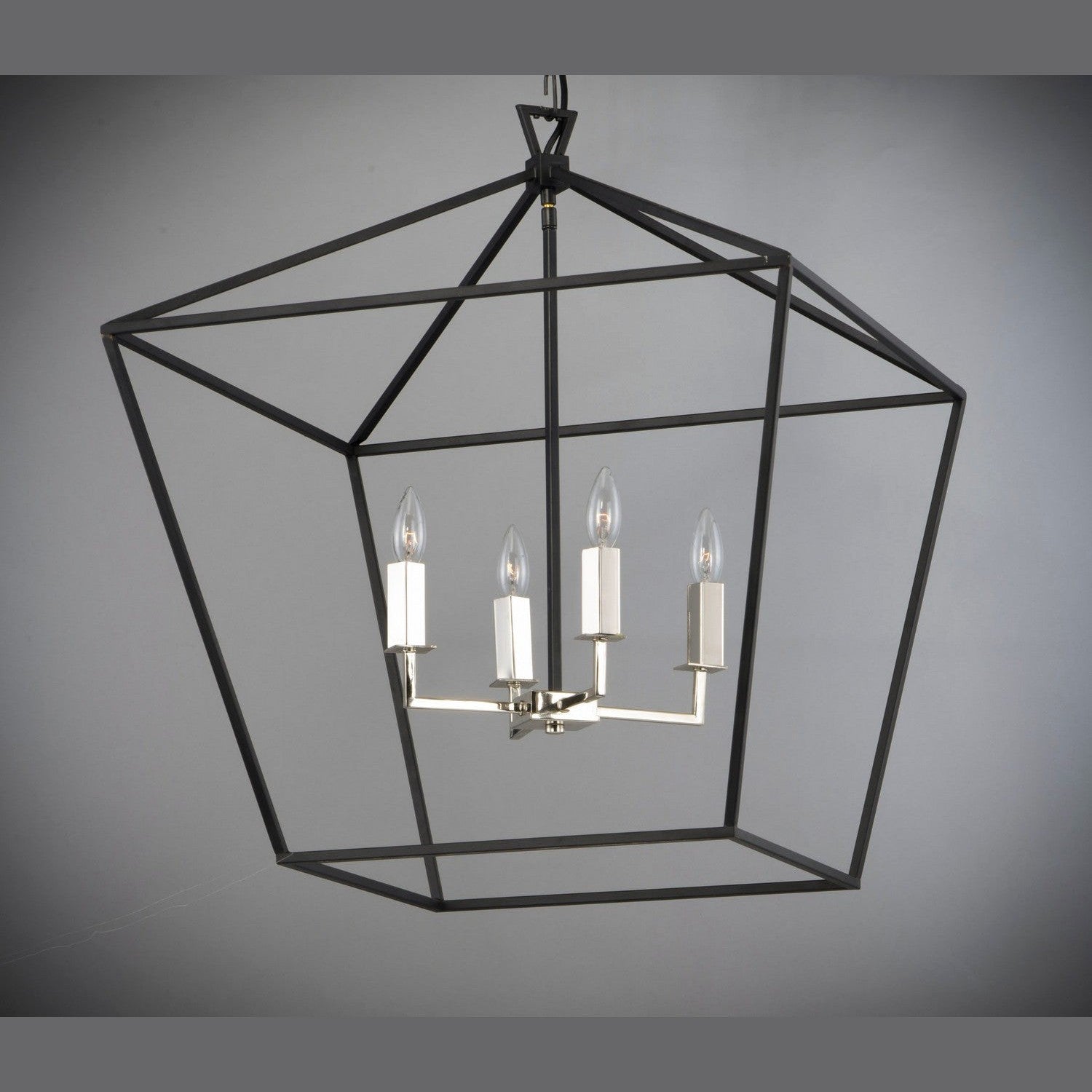 Maxim - 25155TXBPN - Four Light Chandelier - Abode - Textured Black / Polished Nickel