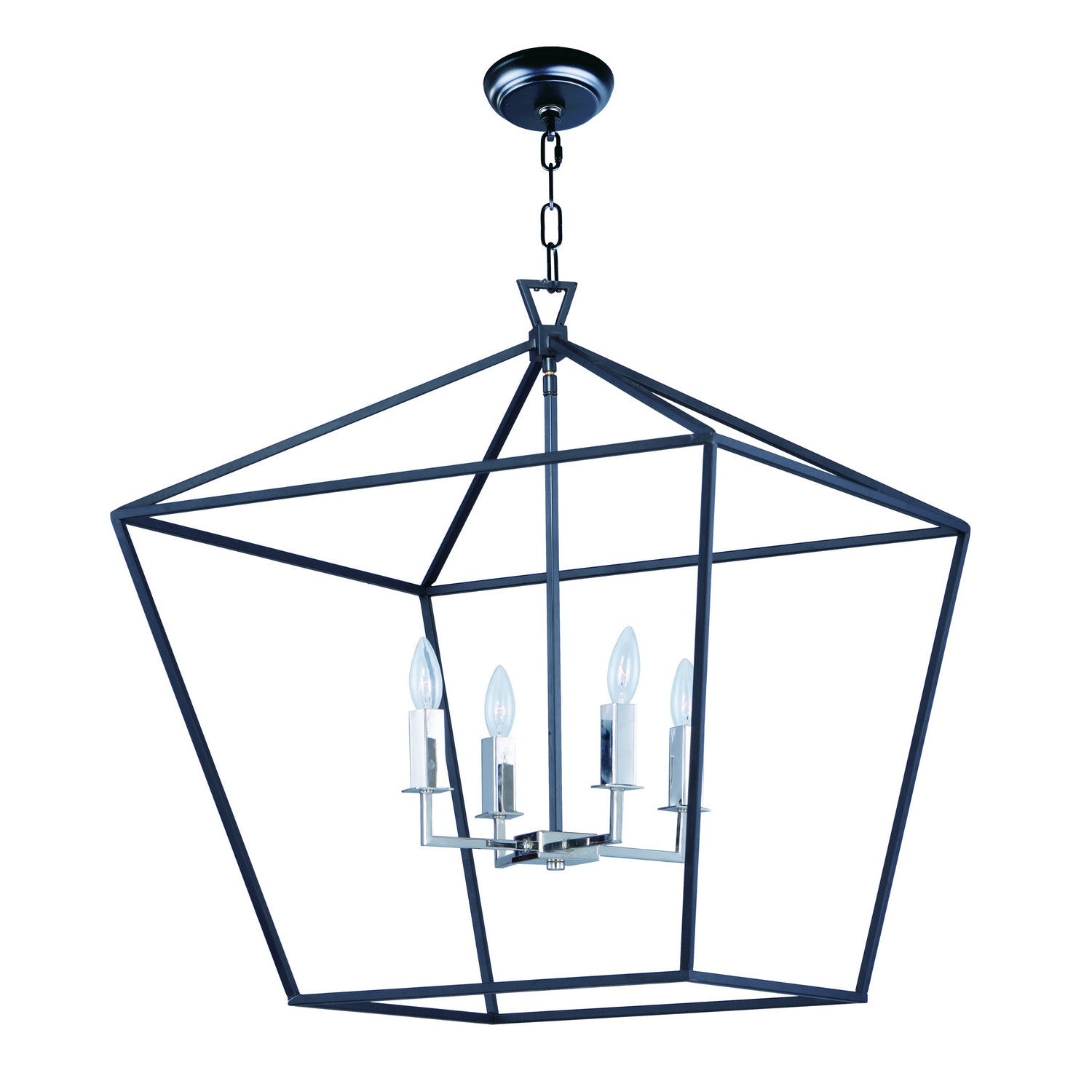 Maxim - 25155TXBPN - Four Light Chandelier - Abode - Textured Black / Polished Nickel