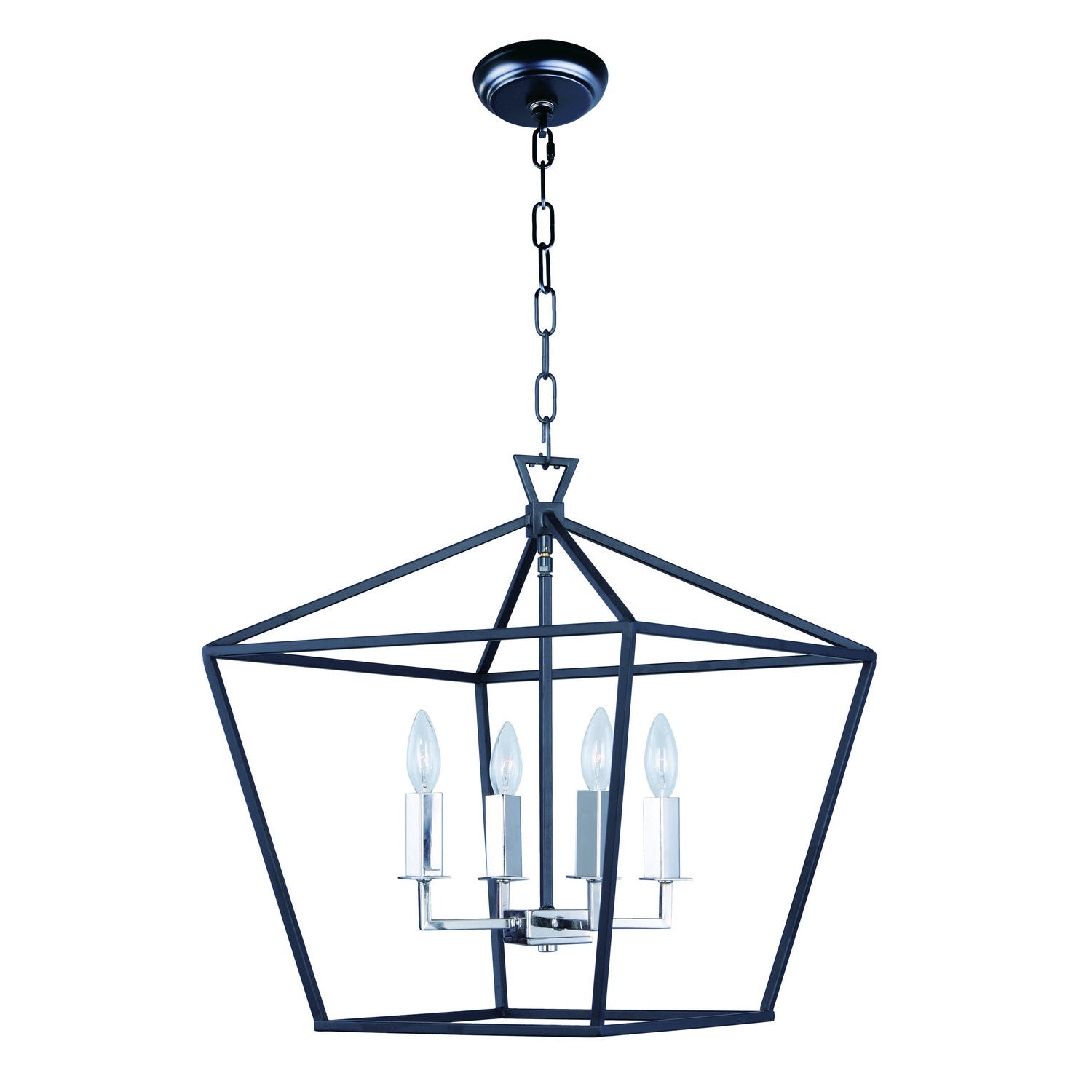Maxim - 25156TXBPN - Four Light Chandelier - Abode - Textured Black / Polished Nickel