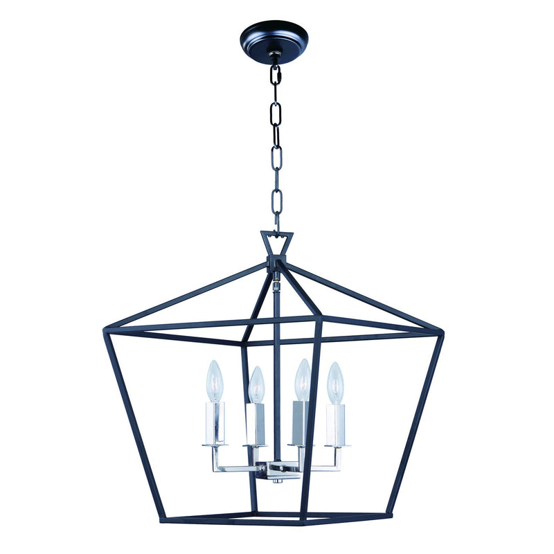 Maxim - 25156TXBPN - Four Light Chandelier - Abode - Textured Black / Polished Nickel