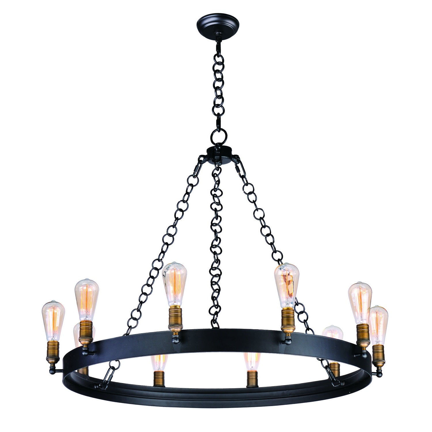 Maxim - 26275BKNAB - Ten Light Chandelier - Noble - Black / Natural Aged Brass