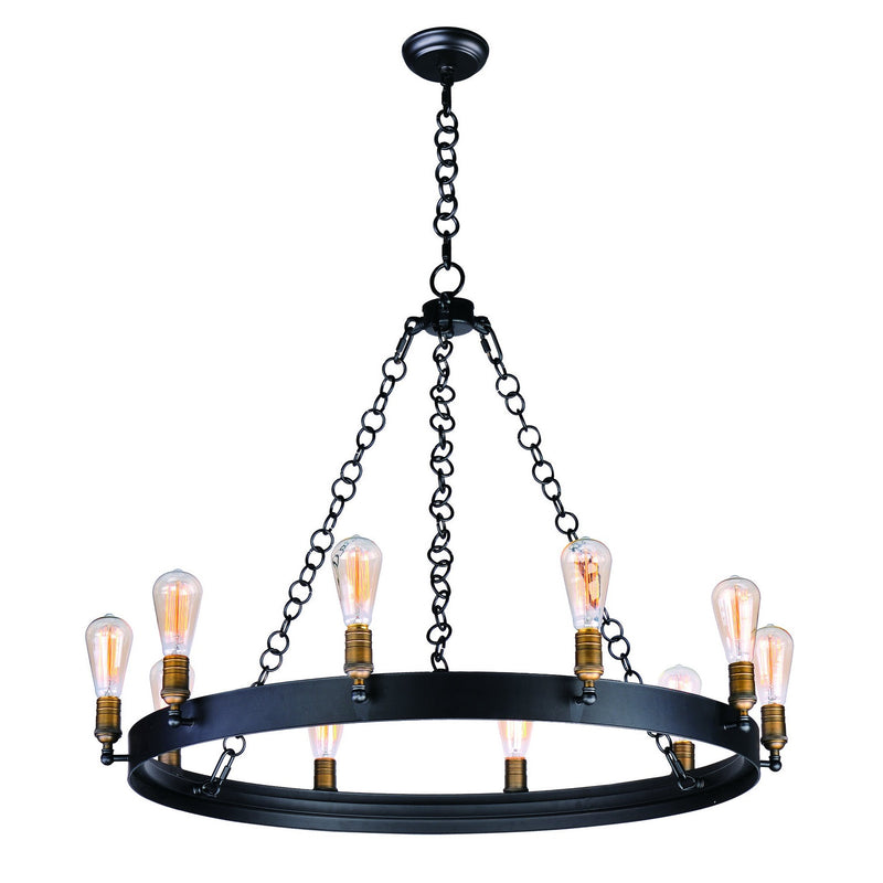 Maxim - 26275BKNAB - Ten Light Chandelier - Noble - Black / Natural Aged Brass