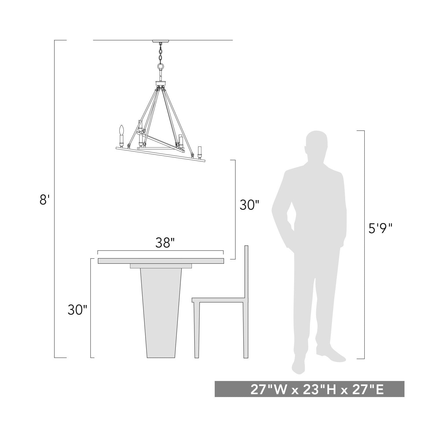 Golden - 2360-6 CH - Six Light Chandelier - Garvin - Chrome