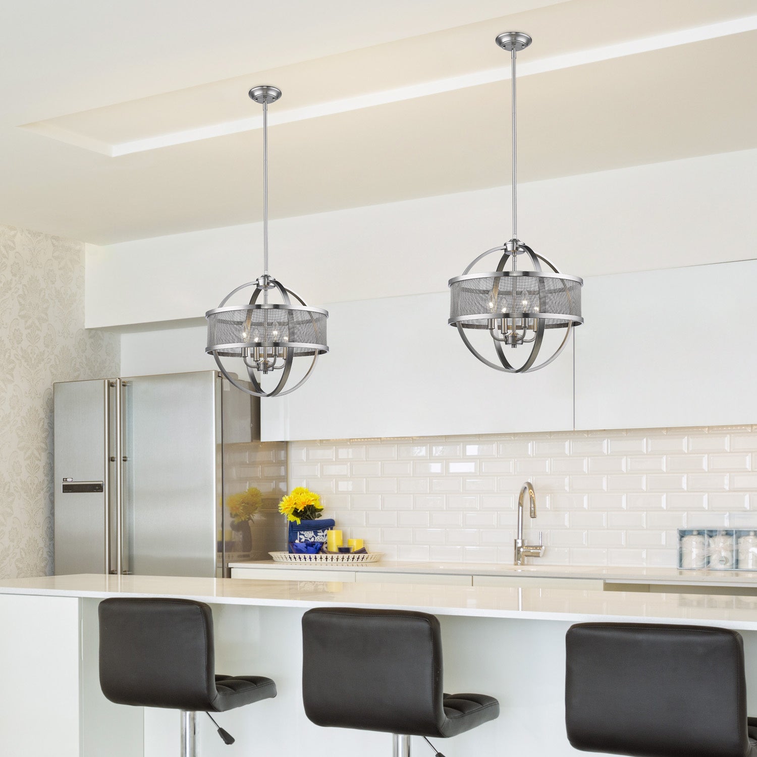 Golden - 3167-4P PW-PW - Four Light Pendant - Colson - Pewter