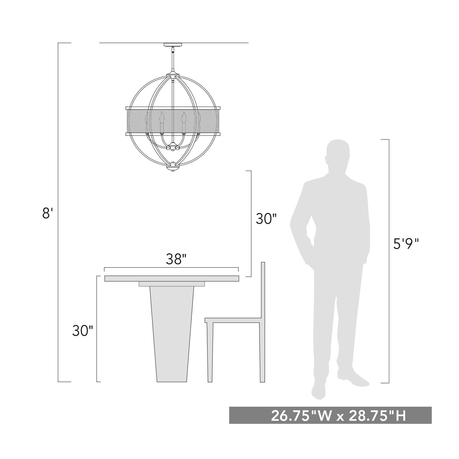 Golden - 3167-6 PW-PW - Six Light Chandelier - Colson - Pewter
