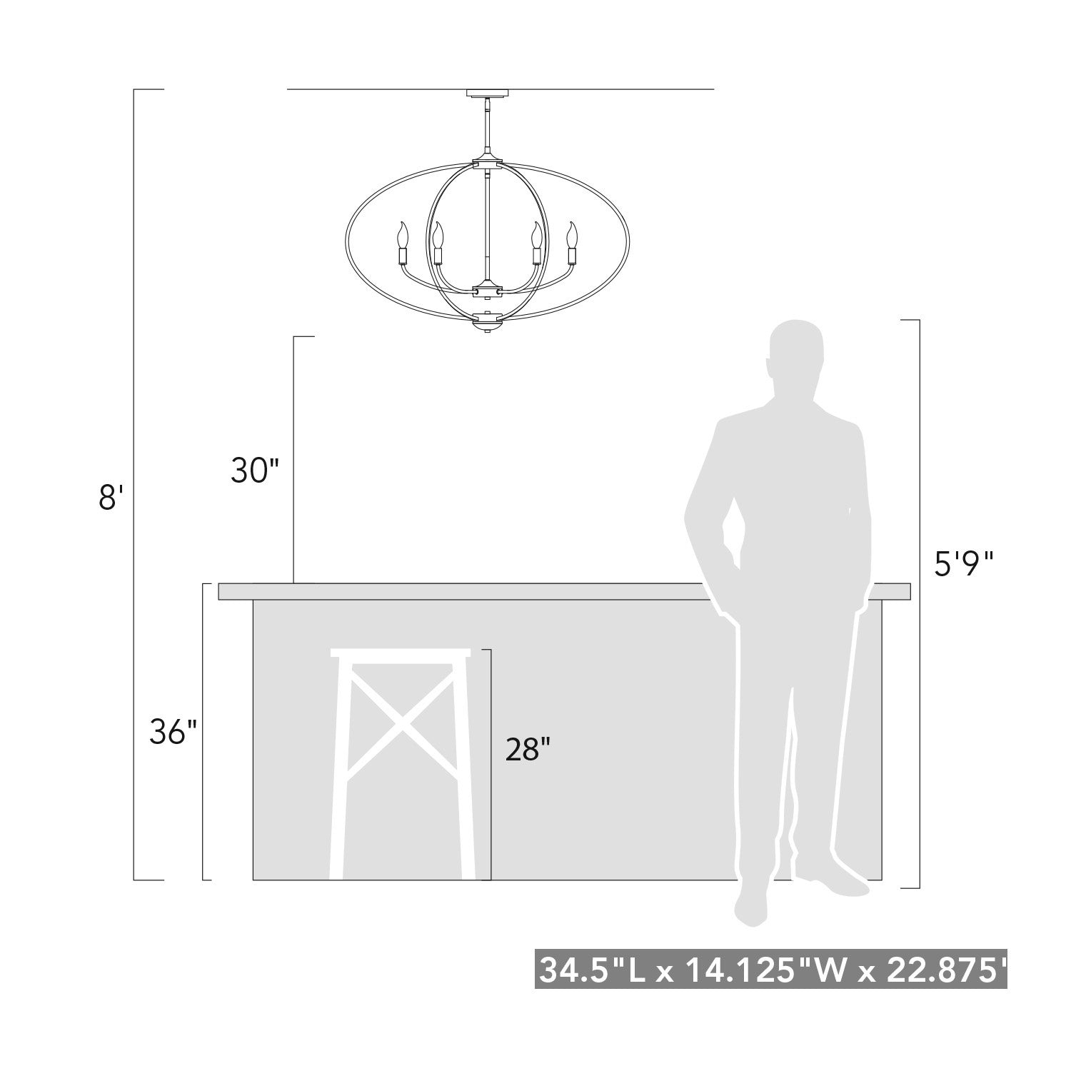 Golden - 3167-LP EB - Six Light Linear Pendant - Colson - Etruscan Bronze
