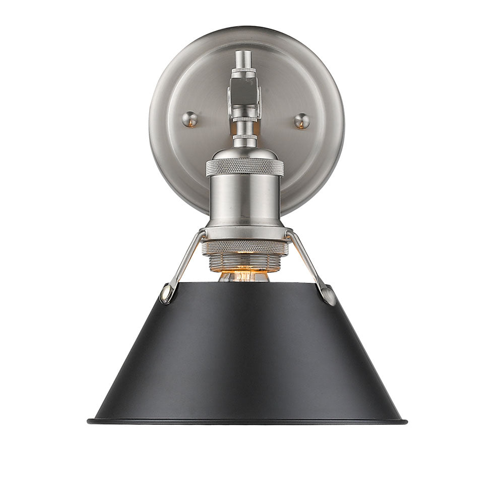 Golden - 3306-BA1 PW-BLK - One Light Bath Vanity - Orwell - Pewter