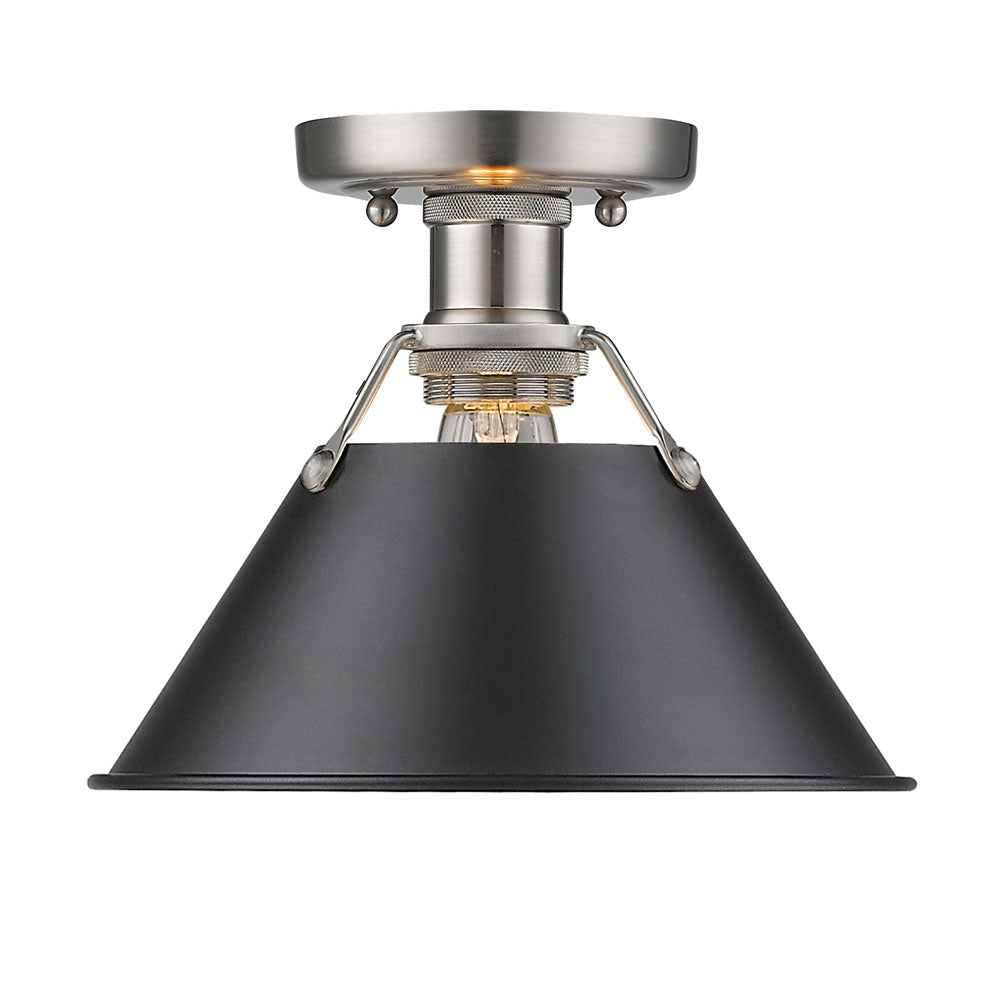 Golden - 3306-FM PW-BLK - One Light Flush Mount - Orwell - Pewter