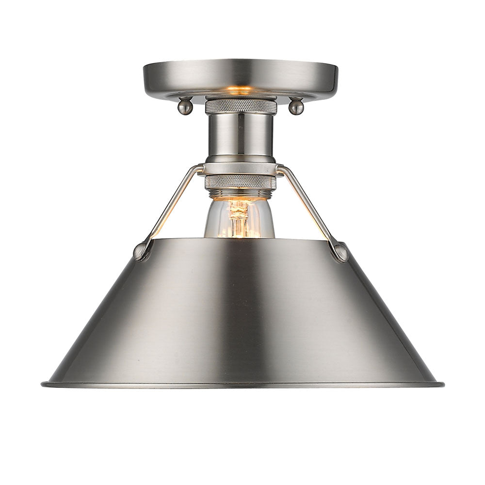 Golden - 3306-FM PW-PW - One Light Flush Mount - Orwell - Pewter