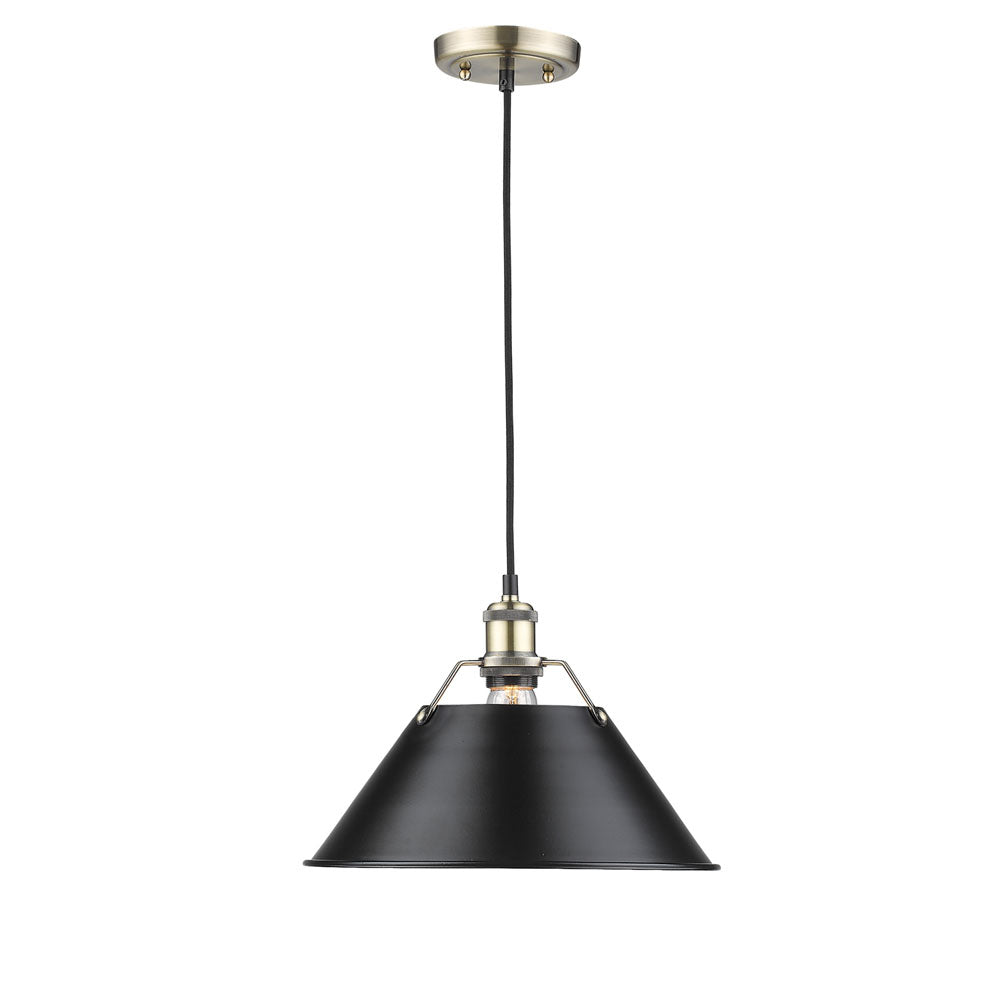 Golden - 3306-L AB-BLK - One Light Pendant - Orwell - Aged Brass